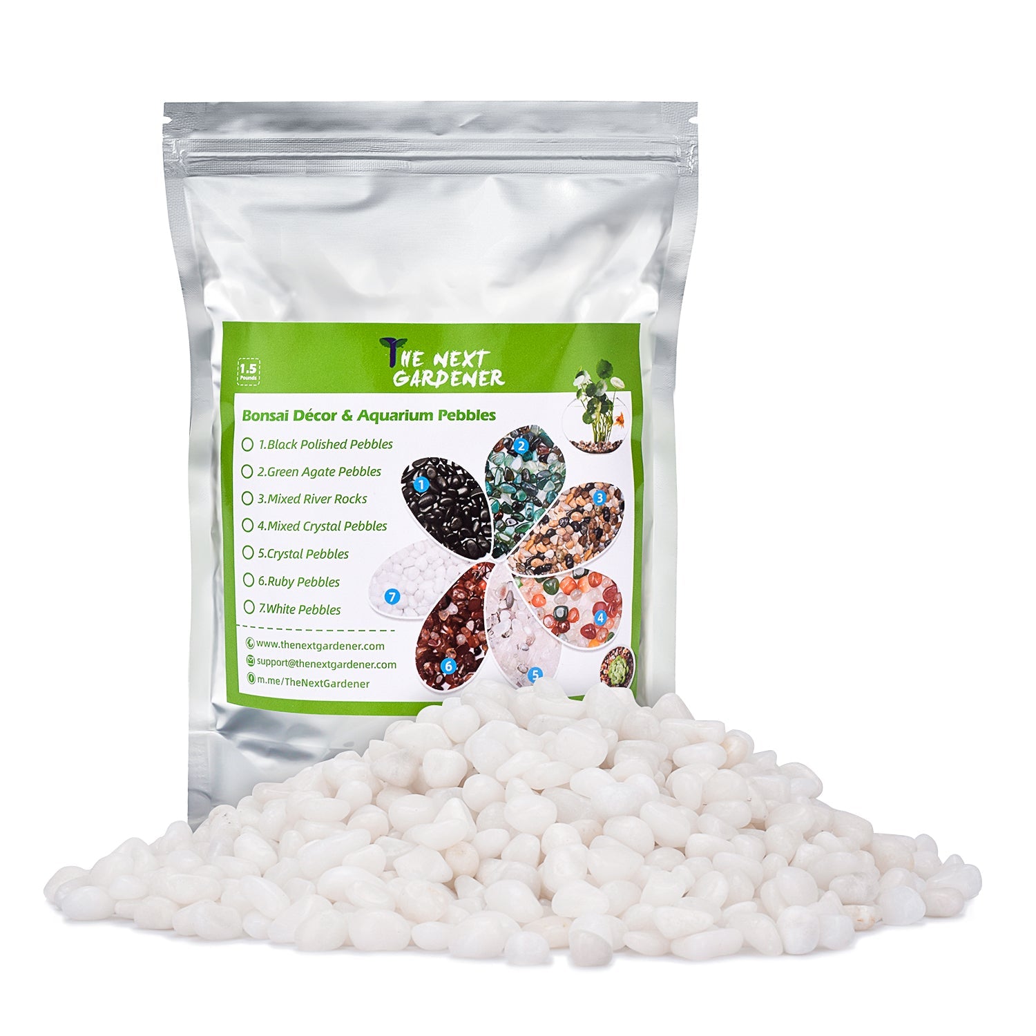 tiny pebbles for succulents White Polished Pebbles for Succulents Plants Decorative, 9mm-12mm 1.5 lb