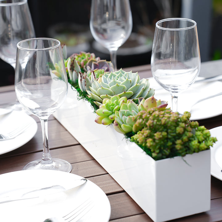 white rectangular succulent planter 16'' Succulent Centerpiece Table Decor, White