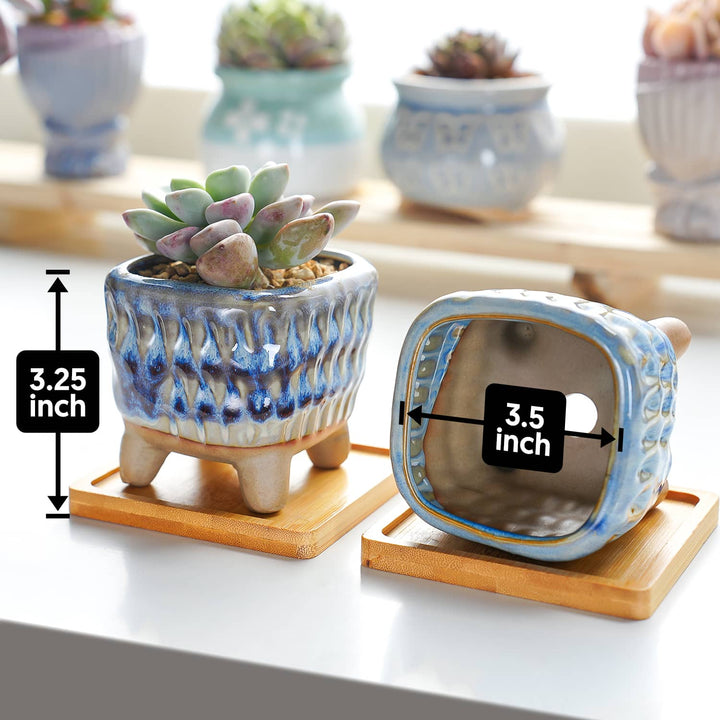 ceramic succulent pots with drainage Drip Glazed Ice Cream Footed Succulent Pots
