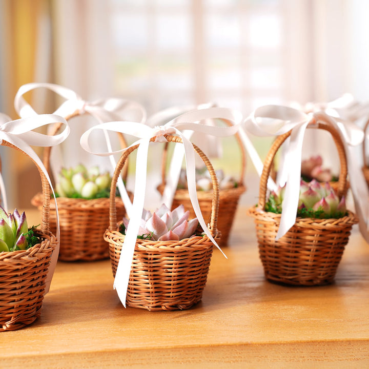 succulent baskets Nature Inspired Succulent Favor Mini Wicker Basket