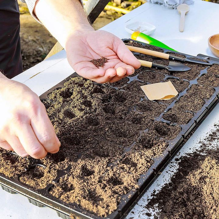 seed planting tray 10 Pack of 50 Cell Seedling Trays with Drain Holes, 500 Cells